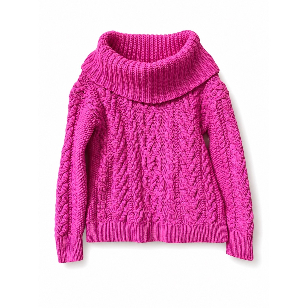 Ralph Lauren Girls 6X Pink Cable Knit Wool Blend Cowl Neck Sweater Cozy Warm